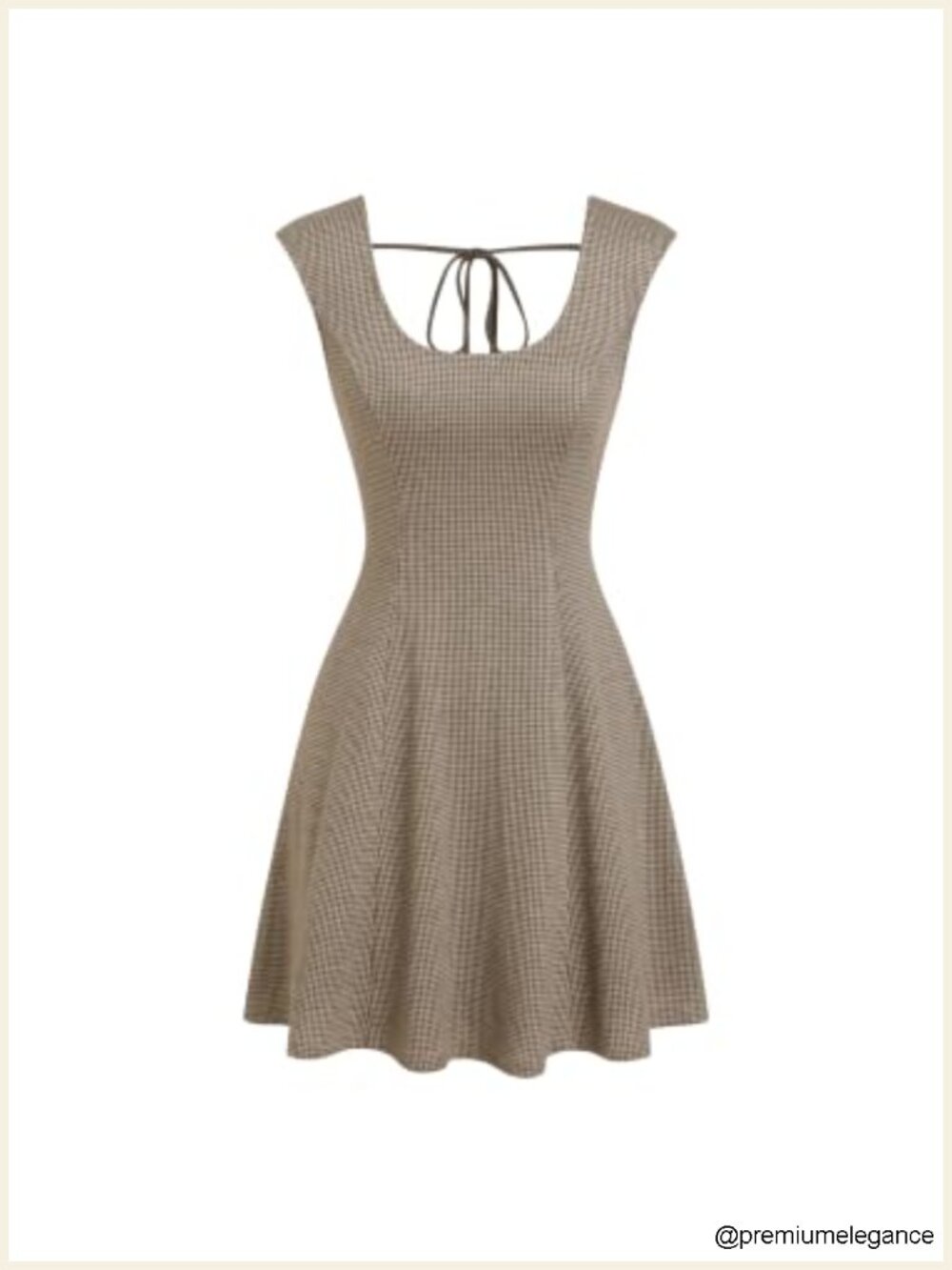 Plaid Mini Dress Square Neck Flare with Pockets